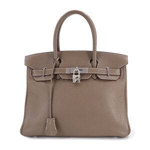 Hermes Hermès Birkin 30 Taurillon Clemence Etoupe Handbag with Silver Hardwar...